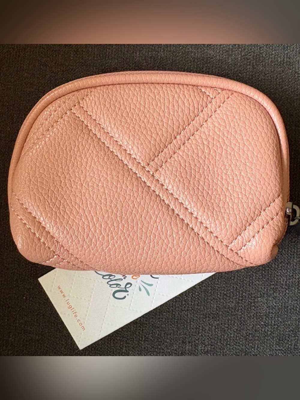 🌸 LUG Stash RFID Vegan Leather Pouch | Blush Pink | Card Case | Coin Purse | NWT - Picture 6 of 9